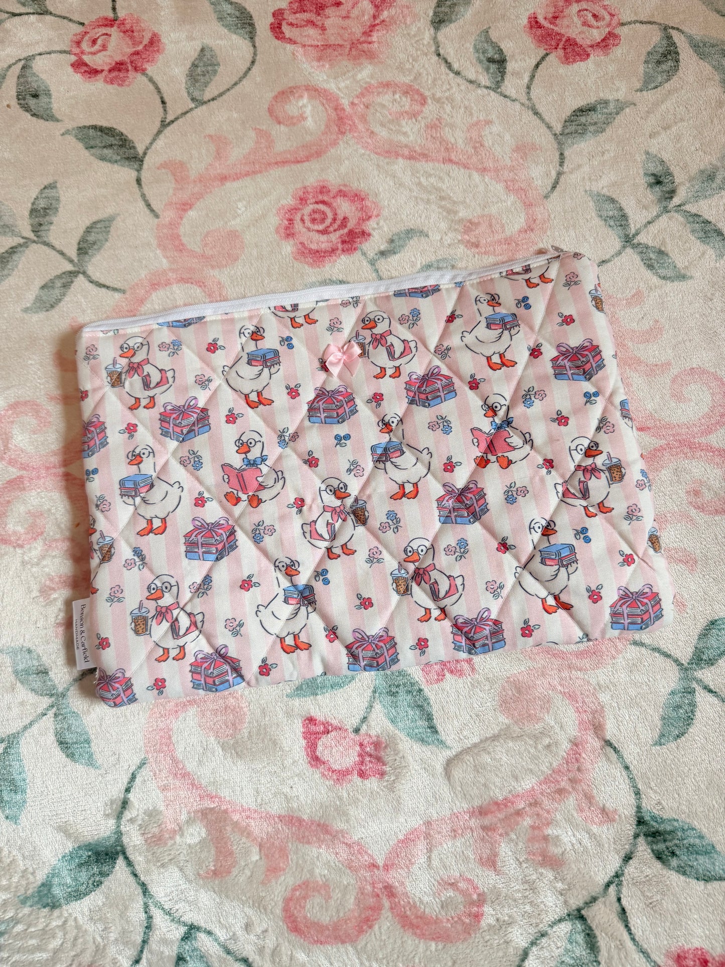 Bookish Goose in Pink Laptop and Tablet Sleeve