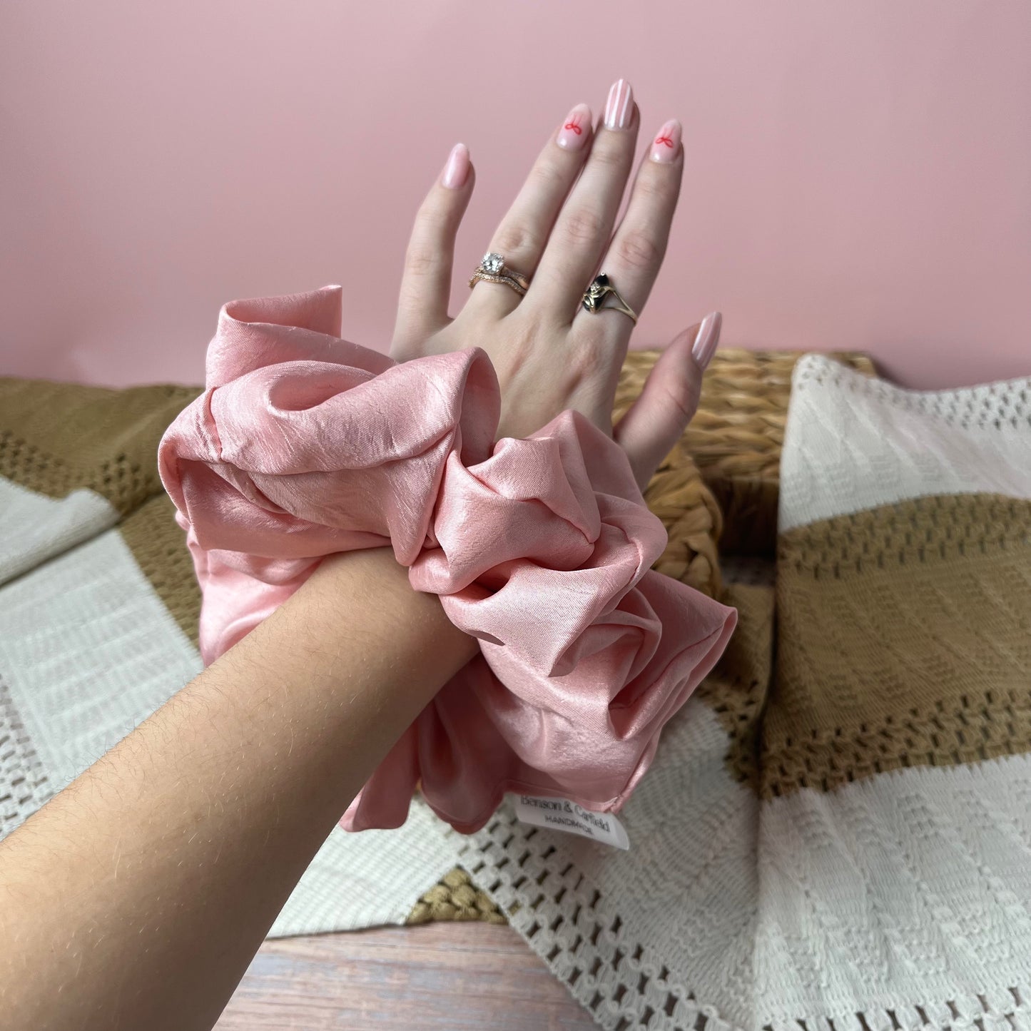 Romantic Pink Satin Scrunchie