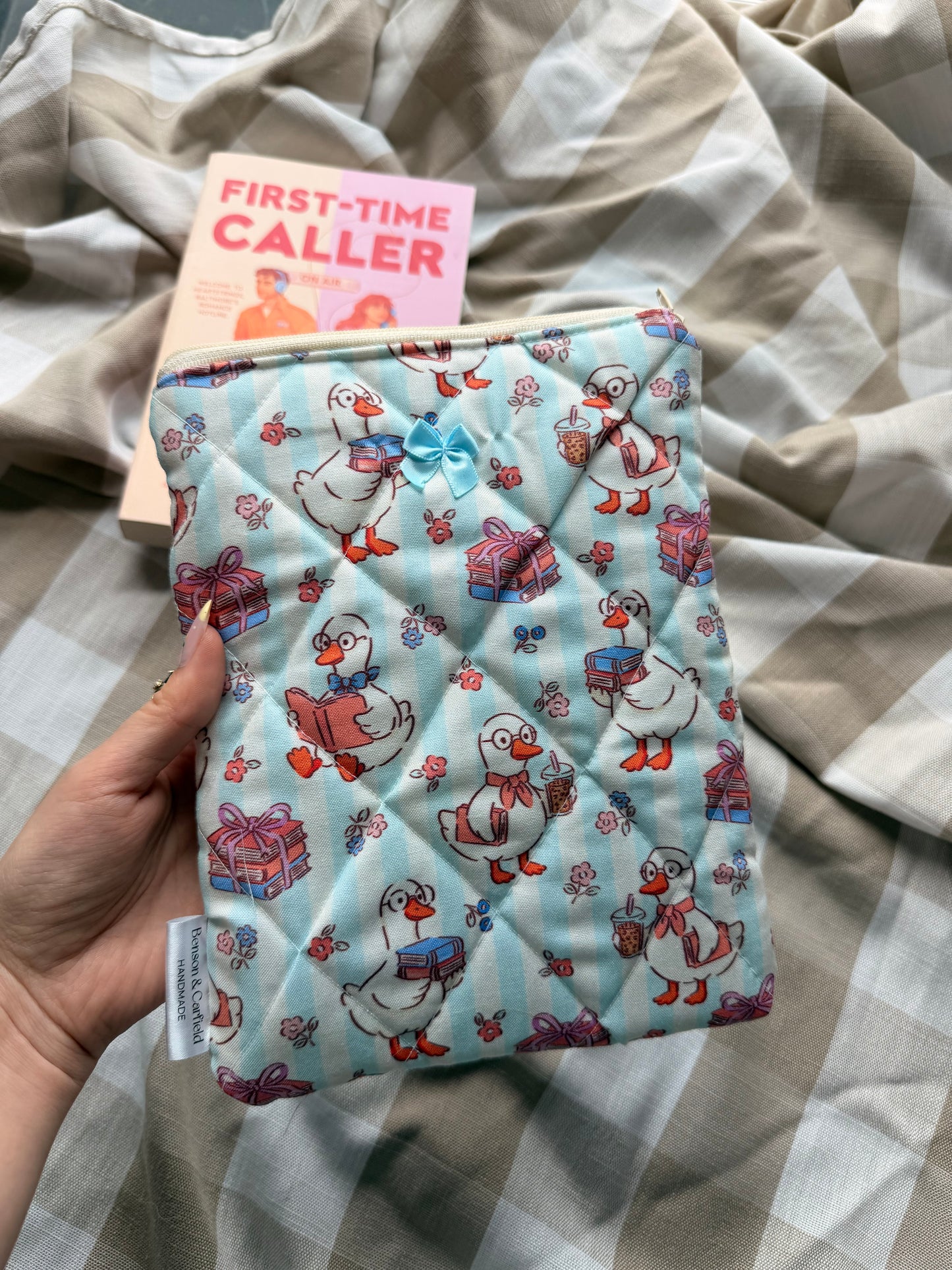 Bookish Goose in Blue Kindle Sleeve
