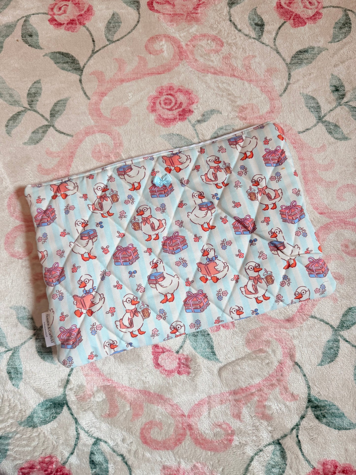 Bookish Goose in Blue Laptop and Tablet Sleeve