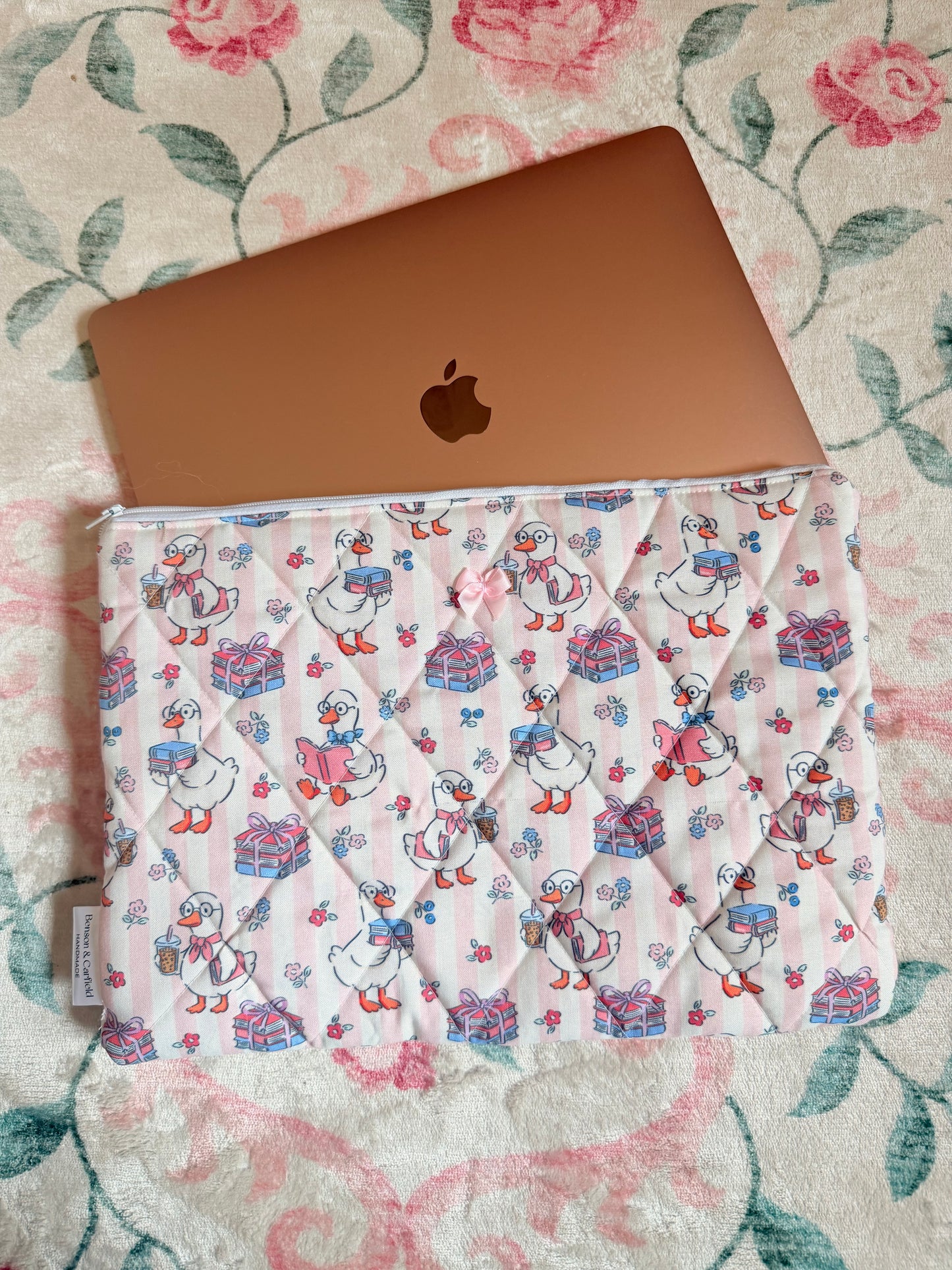 Bookish Goose in Pink Laptop and Tablet Sleeve