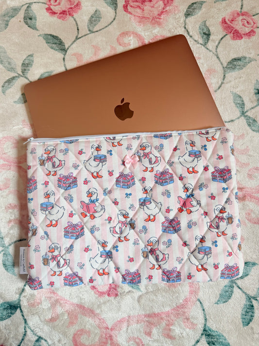 Bookish Goose in Pink Laptop and Tablet Sleeve