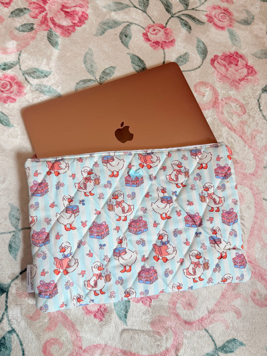 Bookish Goose in Blue Laptop and Tablet Sleeve