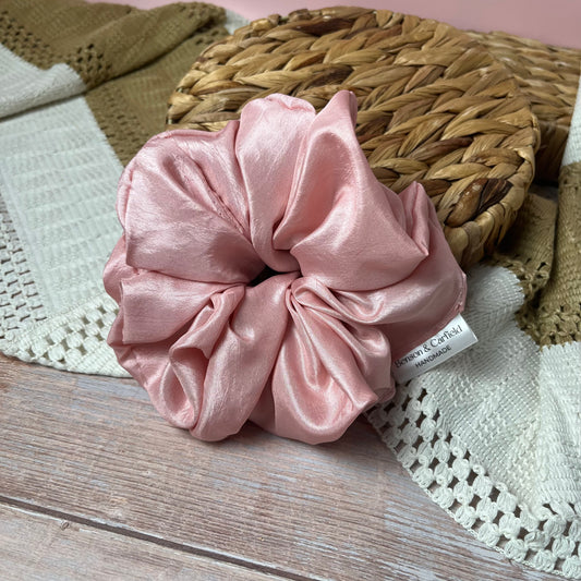 Romantic Pink Satin Scrunchie